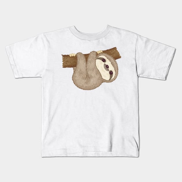 Sloth on the tree Kids T-Shirt by sanogawa